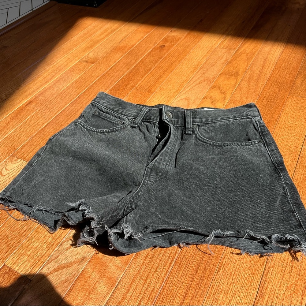 Rag and Bone Maya High Rise Shorty Short denim shorts washed black size 26
